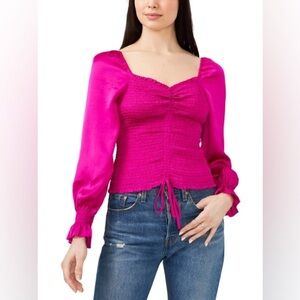 NEW Riley & Rae Pink‎ Puff Sleeve Smocked Blouse SIZE M